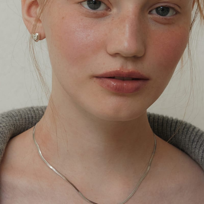 TATIANA (925 Silver) Modern Flat Snake Chain Necklace NZ2158