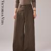 Women's Commuter Loose Wool-Blend Wide-Leg Trousers