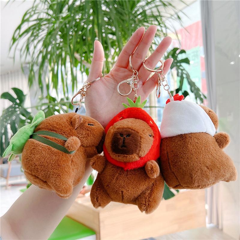 Cute Capybara Plush Keychain Backpack Pendant Toy Car Key Ring Decoration Accessories Kawaii Stuffed Doll Children Birthday Gift