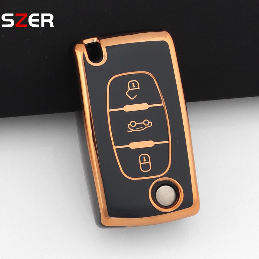 For Citroen C2 C3 C4 C5 C6 Xsara Berlingo For Peugeot 207 307 308 407 607 807 Fashion Tpu Car Key Case Cover Keychain Fob Shell