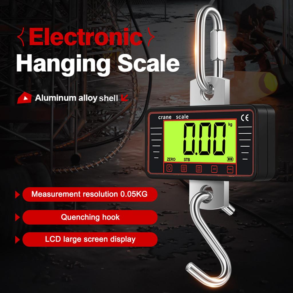 Industrial Hanging Scale, 500kg1100lbs Heavy Duty Digital Crane Scale with 4" LCD Display and