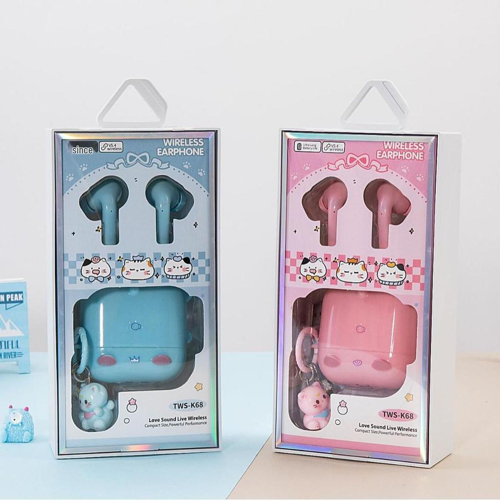 New TWS-K68 True Wireless Bluetooth 5.4 Earphones with Cartoon Animal Charging Case
