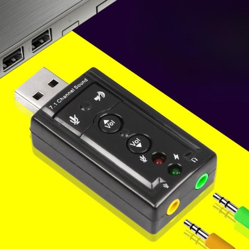 1pc New External Mini USB 2.0 Virtual 7.1Channel Audio Sound Card Adapter 3.5mm Mic Speaker Audio Headphone Jack Converter
