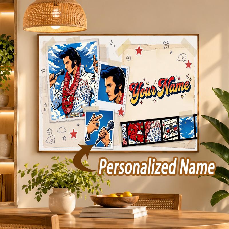 Custom Name Elvis Presley 5D Diamond Painting Personalized Full Drill Diamond Art Kit Gift