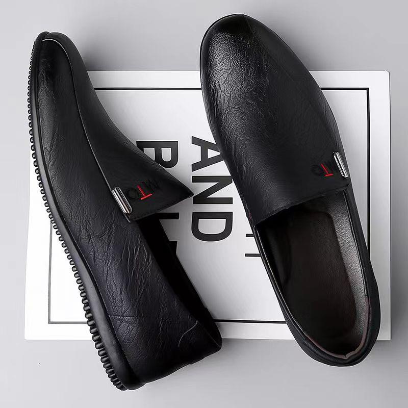

Leather shoes men s summer ventilation lightweight business men s shoes Korean version fashion one-pedal comfortable leather casual shoes 44