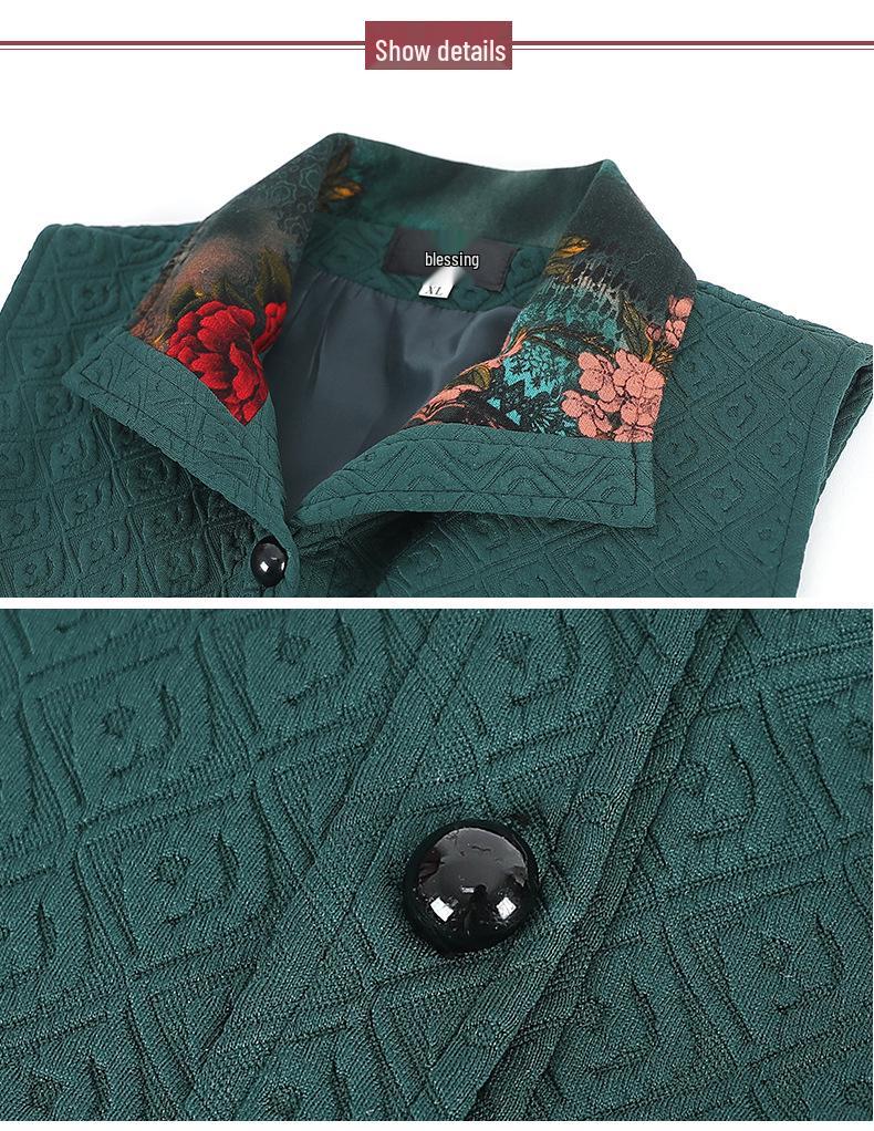 Mom's Cozy Autumn/Winter Sleeveless Vest - Plus Velvet & Thick Insulation for Middle-Aged and Elderly