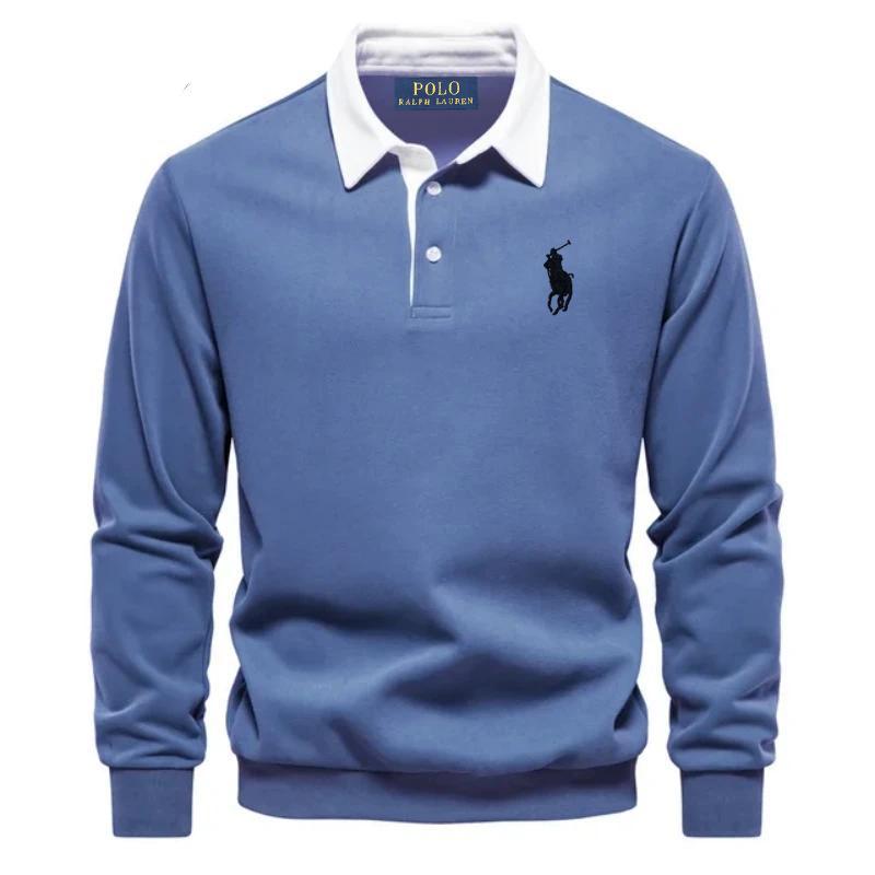 

Мужская рубашка поло с длинными рукавами из чистого хлопка Polo Ralph Lauren Pony Embroidered для осени и зимы M