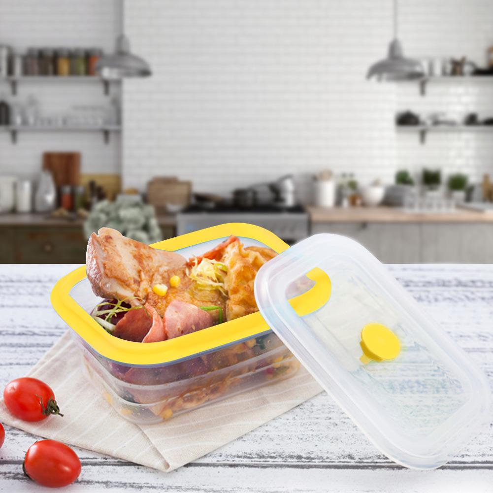 600ml Rectangular Portable Food Grade Silicone Folding Lunch Box Food Container (Yellow)