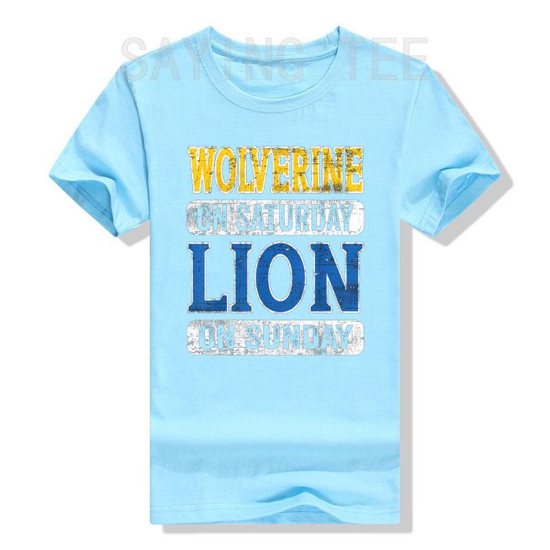 Wolverine on Saturday Lion on Sunday Detroit T-Shirt Mother's Day Father's Day Gifts Warrior Spirit Clothes Letters Saying Tees