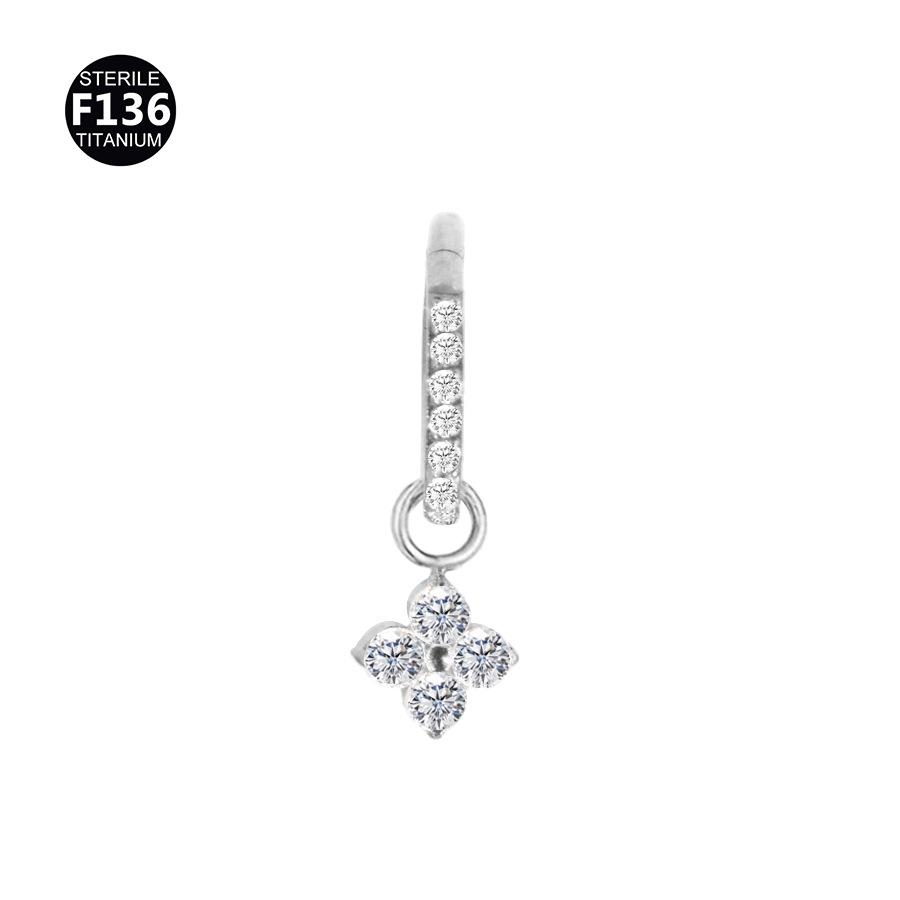F136 Titanium Nose Ring Earring with Marquise Pendant - 1.2/1.0 Gauge Cartilage Stud Piercing Jewelry