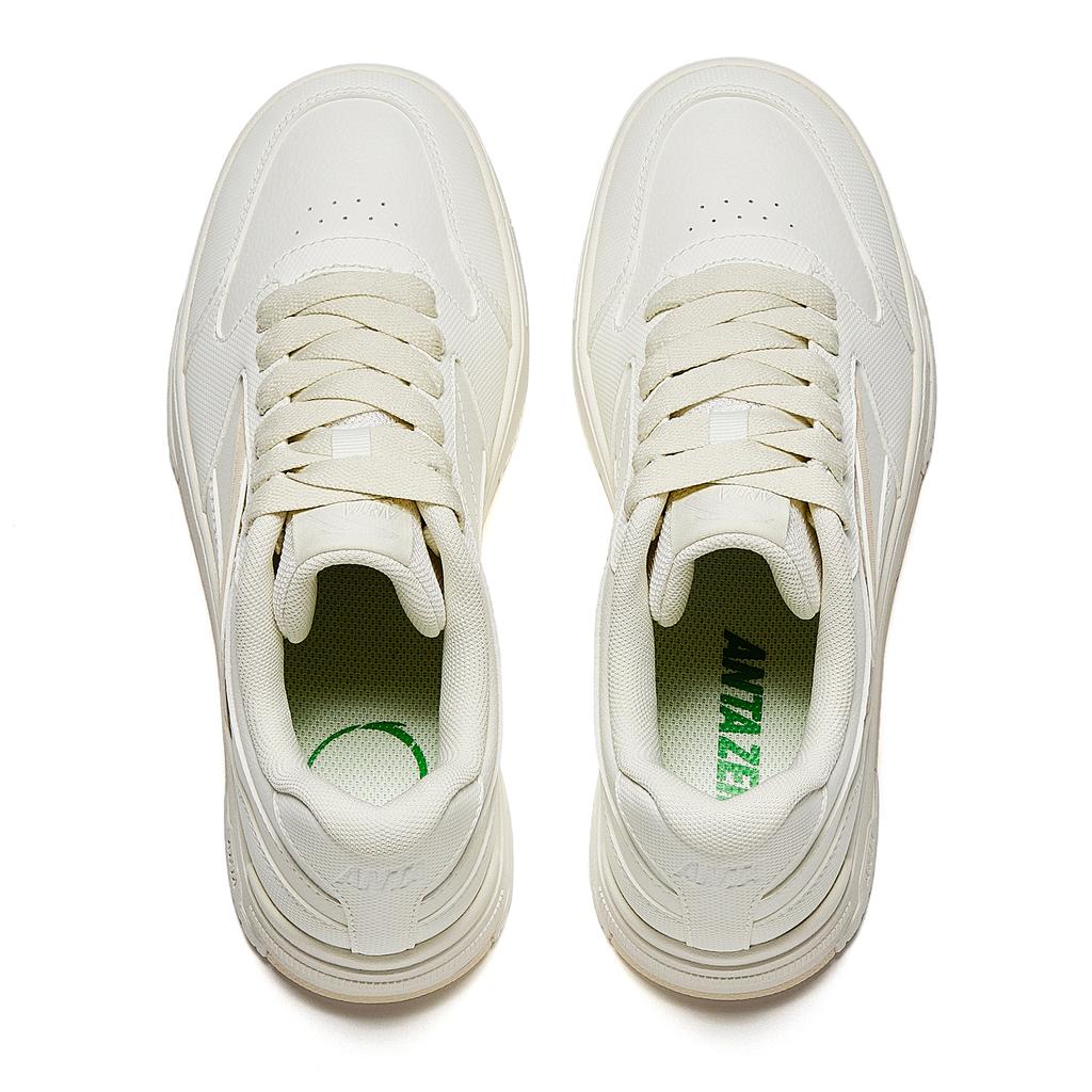 Anta Street Fun Comfortable Sports Casual High Top Wear Resistant Non Slip Low Top Skate Shoes Women Sneakers White Beige 922518007-1