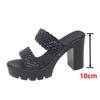 Fashion Pu Leather Woven High Heels Sandals for Women Summer New Fashion Slip On Platform Sandals Woman Non Slip Thick Heeled Slippers
