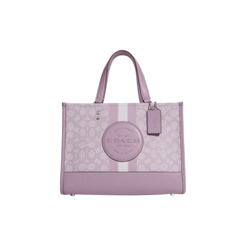 New COACH Dempsey Fabric With Cow Leather Tote Bag, Shopping Bag, Handbag Large Size Women's Lilac Purple C8448-SVSOT