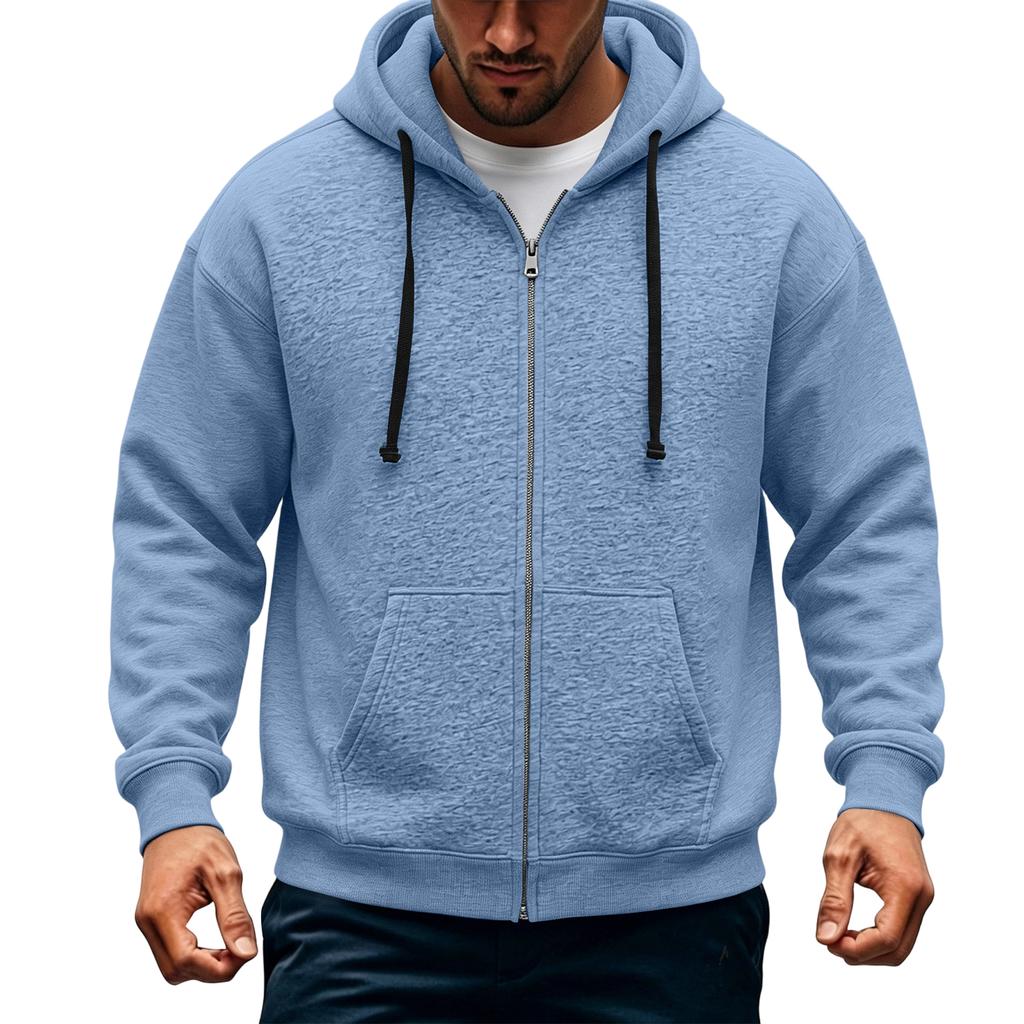 Men's Casual Zip-Up Hoodie Loose Fit Long Sleeve Sweatshirt for Fall Winter