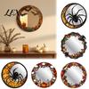 Spider Web Mirror Wall Art Halloween Decorative Stickers with Spiders/Skeletons/Pumpkins, Retro Hanging Spooky Skeleton Ornament, Lightweight for Home