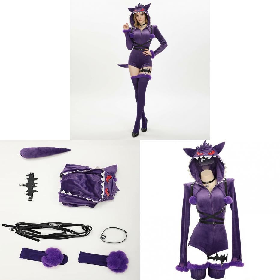 Pokemon Gengar Cosplay Costume For Anime Role Play With Polyester Fabric For Game Fans