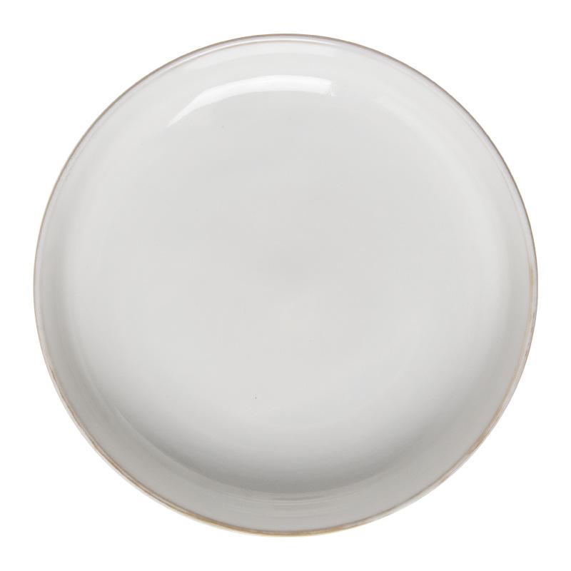 Deep Plate Round Plate Retro Style Solid Color Ceramic Plate Household Vegetable Plate Salad Plate High-End Tableware Plate