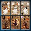 Spooky Theme Party Supplies Halloween Static Window Clings, Glass Stickers with Ghost Cat Bat Shop Displays Patterns, Reusable Holiday Decals