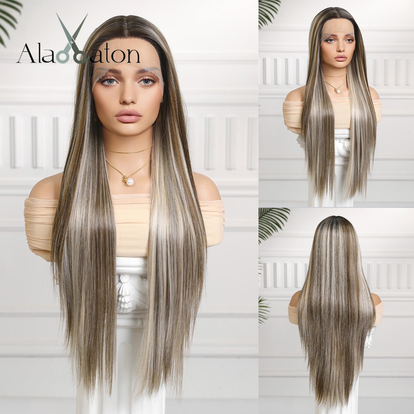 

ALAN EATON кружевные передние парики коричневые омбре блонд синтетические длинные вьющиеся парики с темными корнями для женщин повседневный косплей высокая плотность