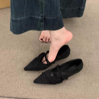 Retro Flat Ballet Dance Single Shoes Slip-On Low Heel Women's Footwear New Edition Breathable French Pointed Toe Casual Shoes