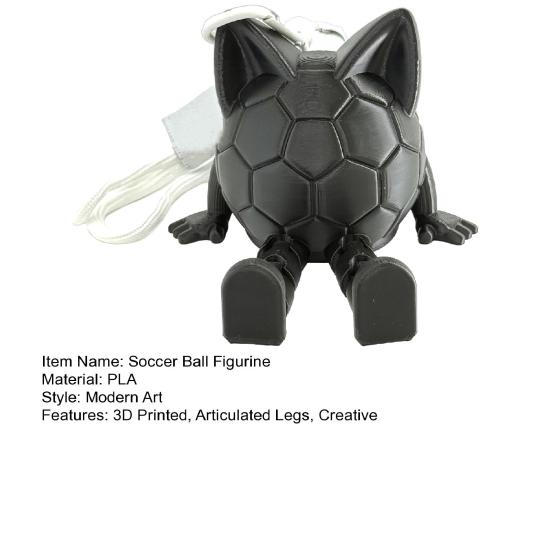Soccer Ball Figurine with Articulated Legs And Ears 3D Printed Sports Ball Desk Toy with Lanyard Collectible Gift for Game Day Sports Fans