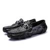 Men's Spring Alligator Pattern Leather Slip-On Shoes - Casual, Trendy, Soft Sole Driving & Work Shoes