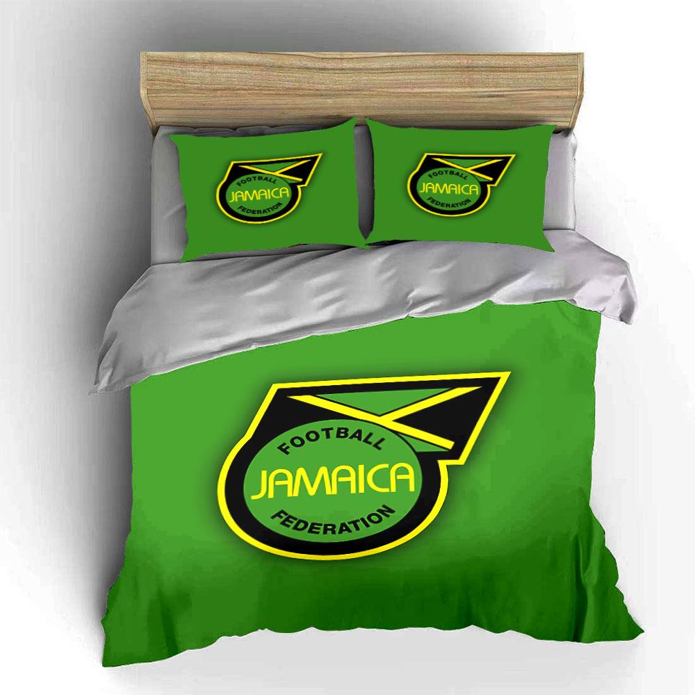 Jamaica Football Federation Logo Bedding Duvet Cover Set Duvet Cover Pillowcases  (1*Duvet Cover 2*Pillowcases, without duvet insert)