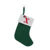 1 Stück Monogramm Gestrickte Socken Grün A-Z Buchstabe Hängende Weihnachtsstrümpfe Kamin Weihnachtsbaum Hängend Party Dekoration