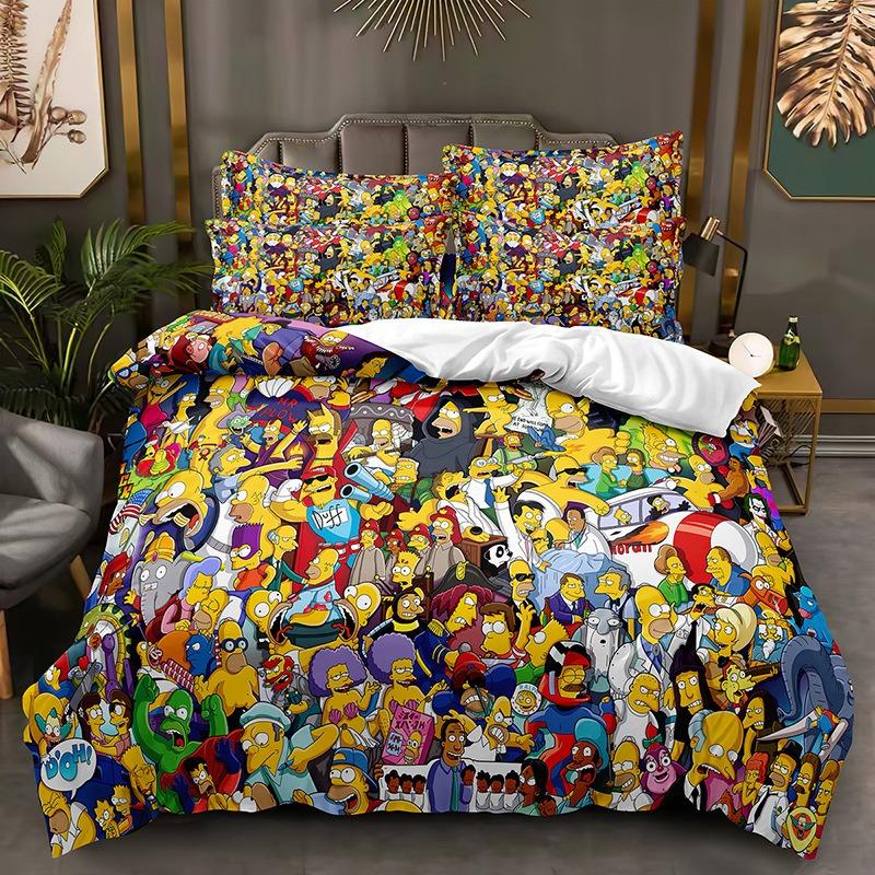 Funny Animation The Simpsons Duvet Cover Microfiber Bedding Set 3D Print Duvet Quilt Cover With Gifts Suitable for Boy and Girls