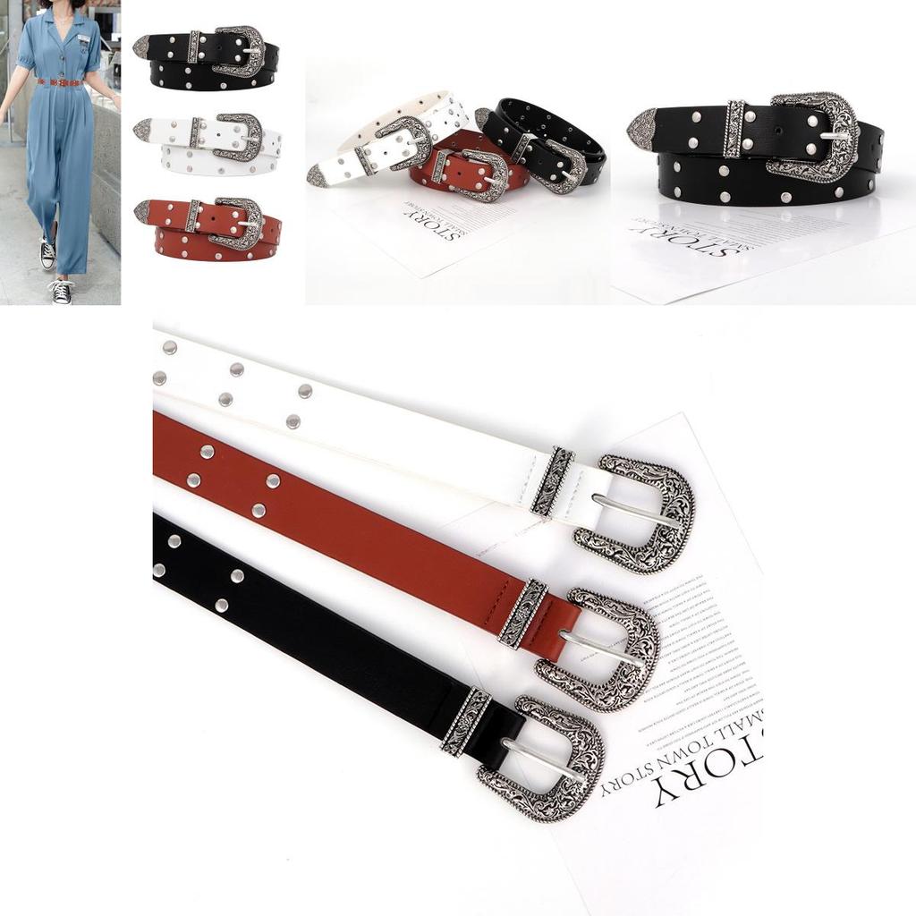 Versatile And Trendy Women's Belt Classic Punk Style With Alloy Buckle Ideal For Denim Looks