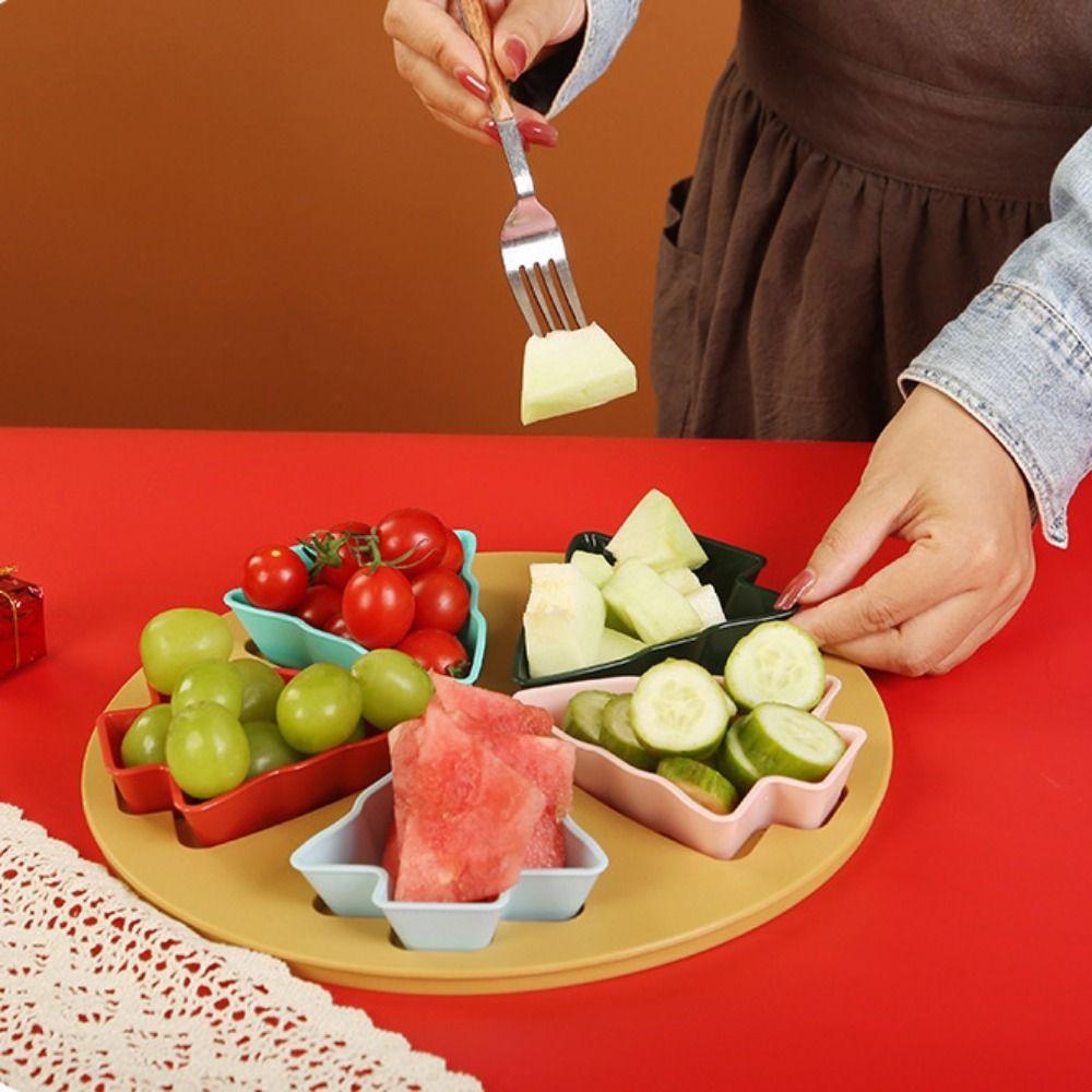 Plastic Fruit Plate Christmas Tree Shape Lazy Snack Box Serving Tray Candy Dish  Picnic