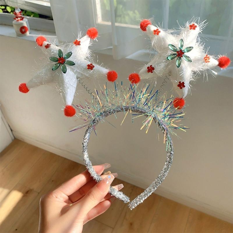 Verstellbares Weihnachts-Schneeflocken-Haarband Feiertagsparty Zusammenkünfte Kopfschmuck für Frauen und Mädchen