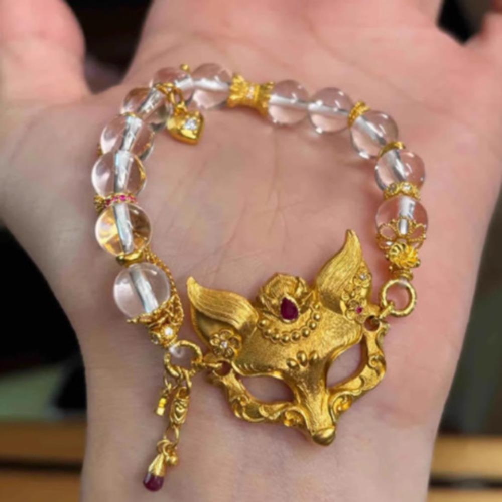 Elegant Chinese Style Necklace Zinc Zinc Alloy Handmade Bead Bracelet Vixen Mask Bracelet  Gift
