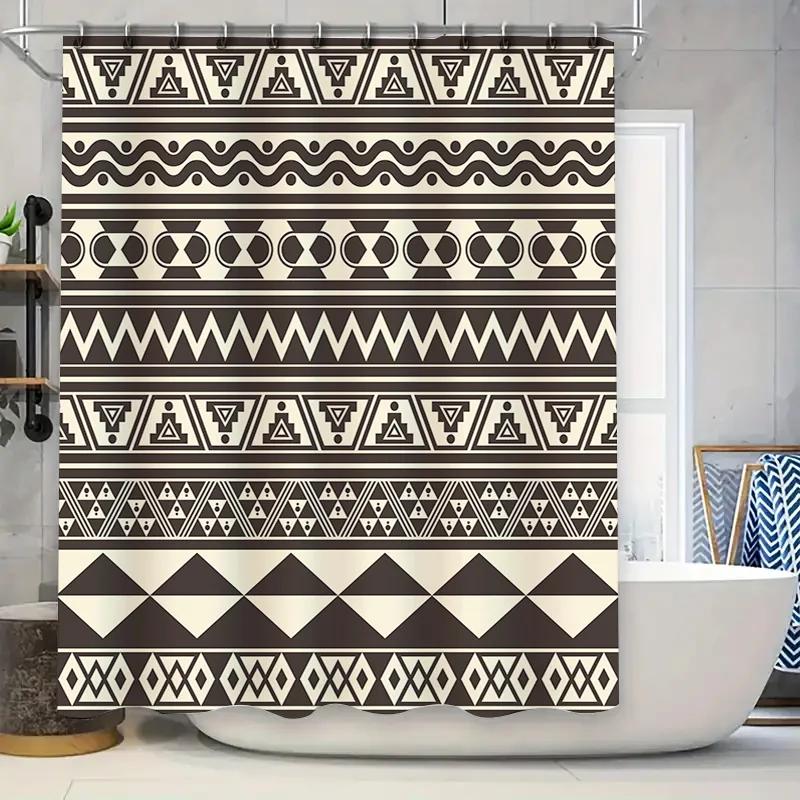 

Black White Geometric Shower Curtain Bathroom Decor Waterproof Fabric Modern Design For Home W60H190(CM)-1 Pcs