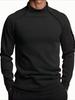 High-Neck Tactical Men's Pullover - Autumn Winter Insulated Breathable  Solid Color Outdoor Sweatshirt