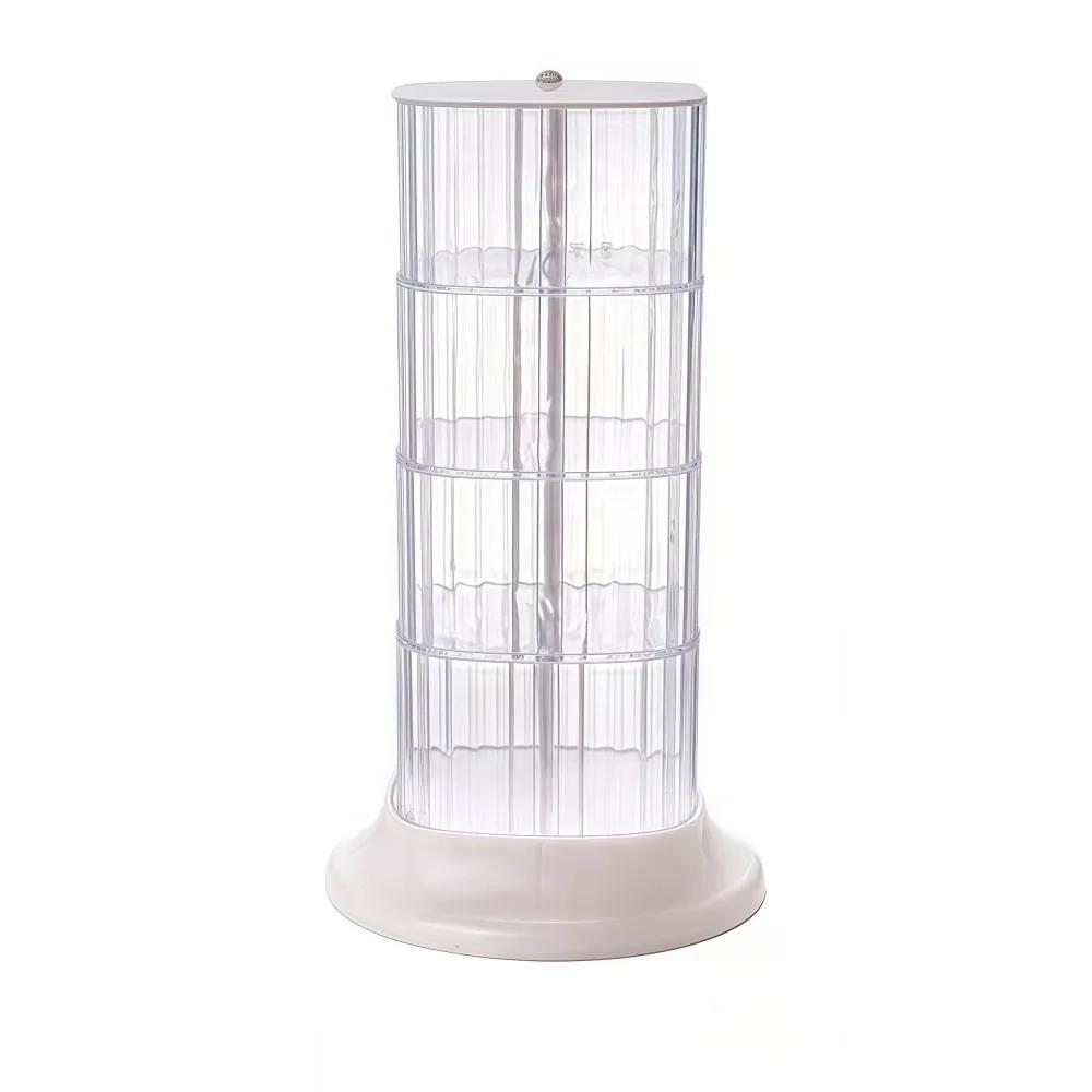 4-Layer Hair Accessory Organizer Transparent Rotating Powder Puff Box Dust-proof Cosmetic Storage Rack Girls' Jewelry Storage