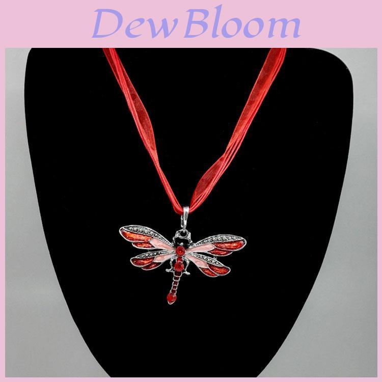 Elegant Alloy Jewelry Dragonfly Pendant Necklace Sweater Chain For Women