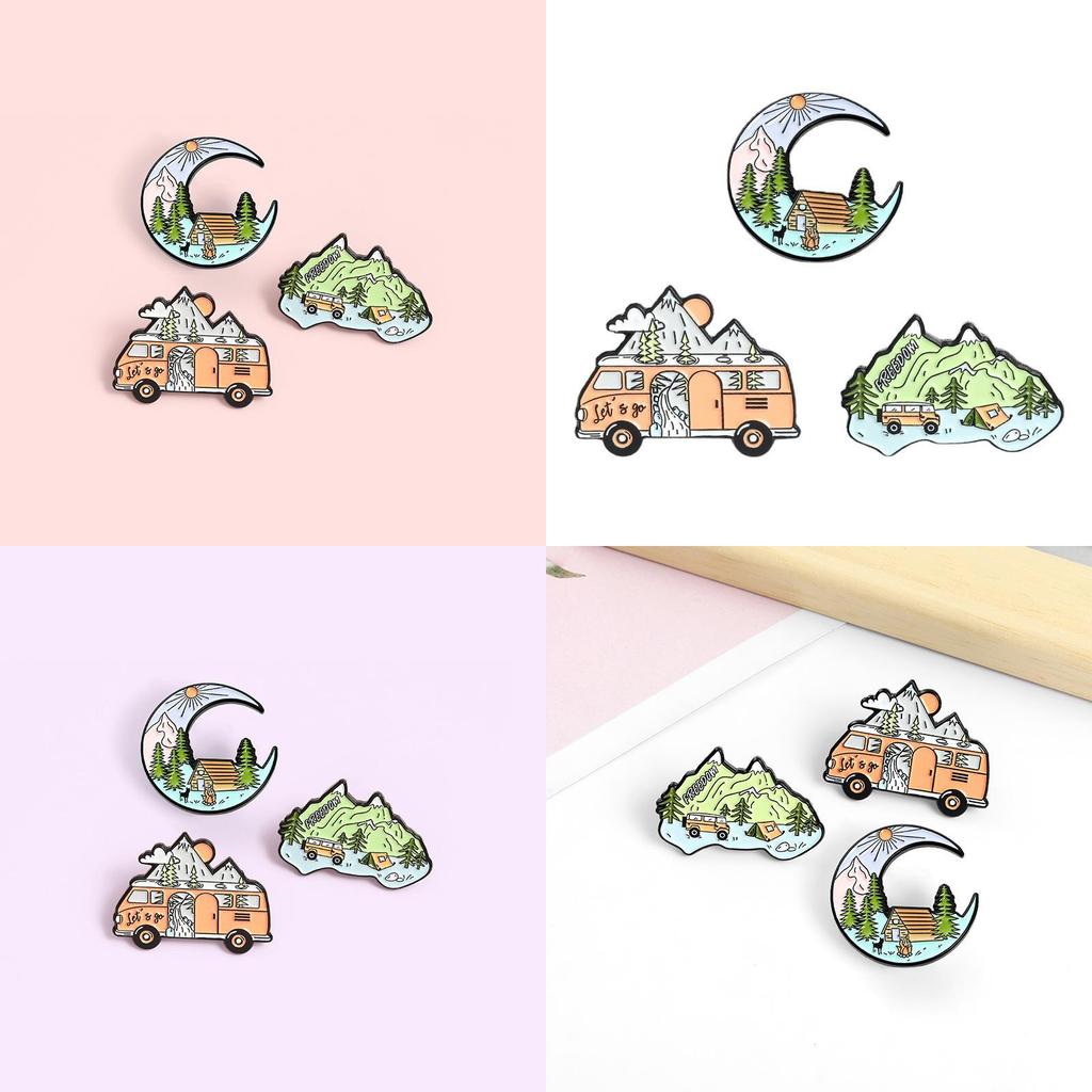 Elegant Mountain Themed Brooch With Colorful Enamel Coating Ideal For Fashion Accessories