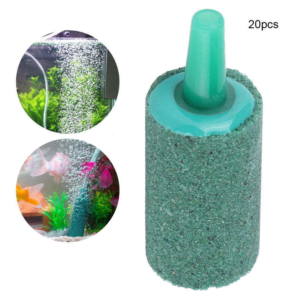 20PCS Green Sandstone Cylinder Aquarium Oxygen Pump Aeration Air Stone Fish Tank Bubble Stones