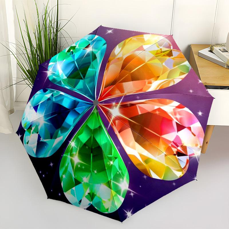 

1pc Diamond Clover Automatic Open/Close Umbrella, Folding Compact Umbrella with Lightweight Design for Women/Men yy251028174