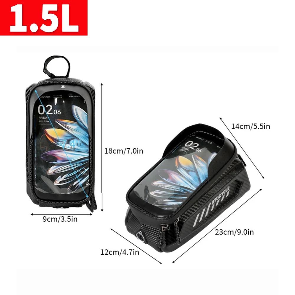 Bicycle Bag Phone Hard Case Cycling Top Front Tube Frame Bag Large Capacity Waterproof Touch Screen MTB Road Bike Bag Reflective