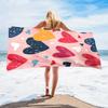 1pc Oversized Microfiber Beach Scarf - Lightweight Quick-Dry Sand-Free Multi-Purpose & Bath Towel with Vibrant Heart Patterns