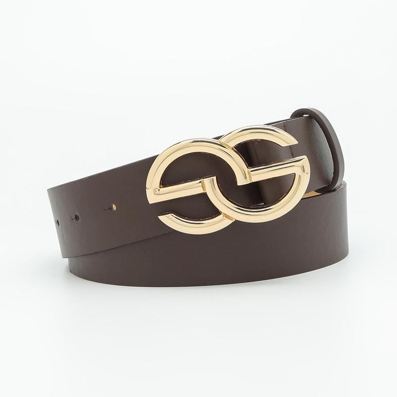 Metal Buckle Simple Casual Decoration Jeans Belt Double G Retro Dress Belt Women
