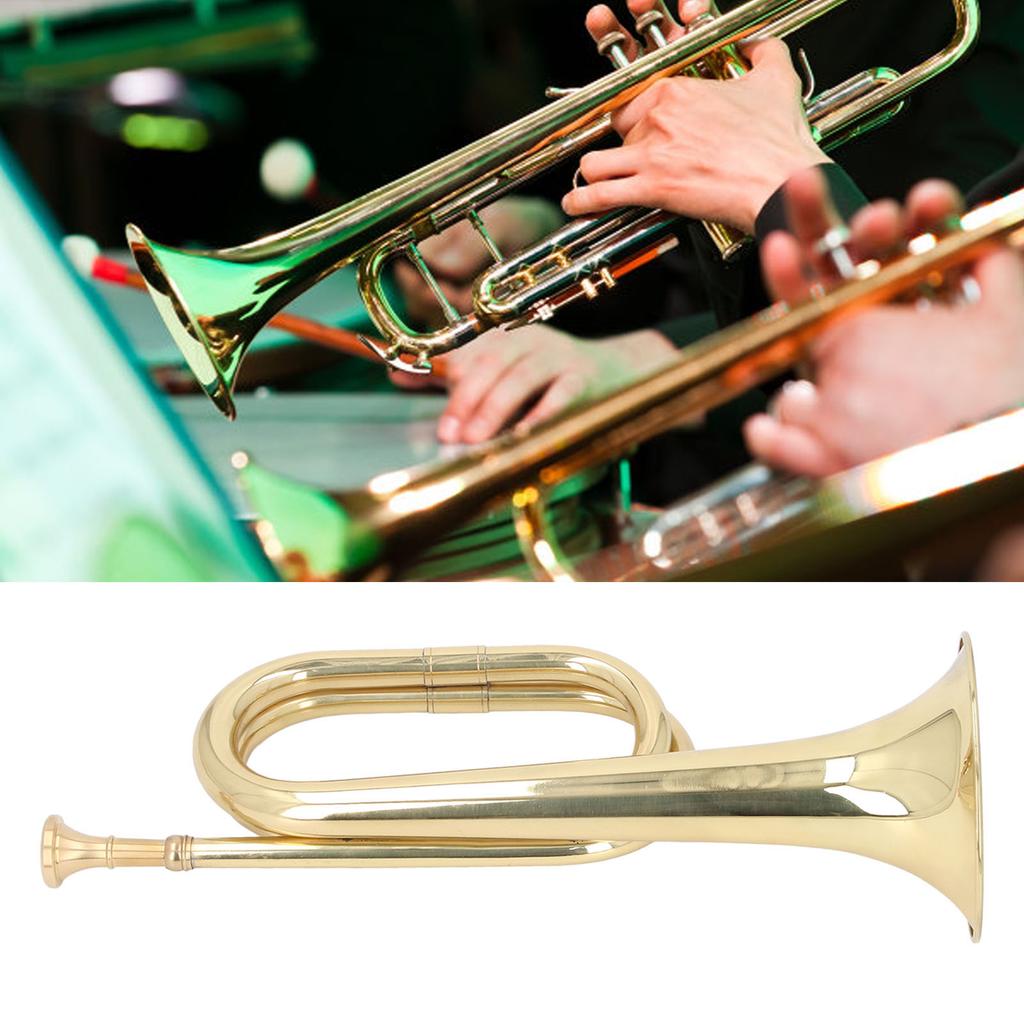C Key Spanish Bugle Brass Cavalry Trumpet Blowing Pipe Instrument 11cm Diameter 34cm Height Mouthpie