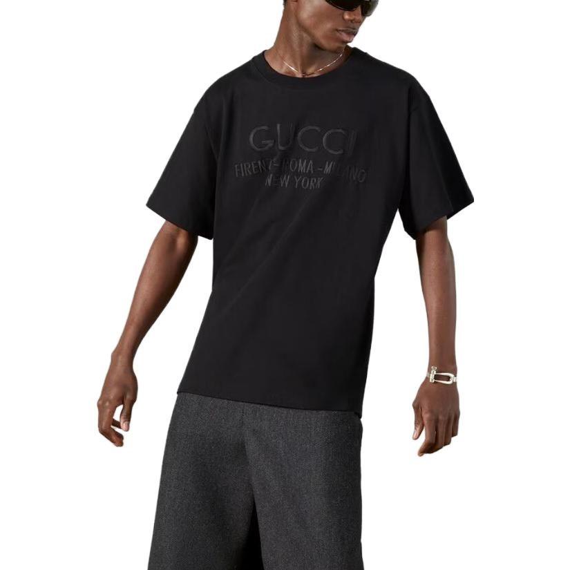 Gucci T Shirts Men's Black Crew Neck Moderate 616036XJFZA1000