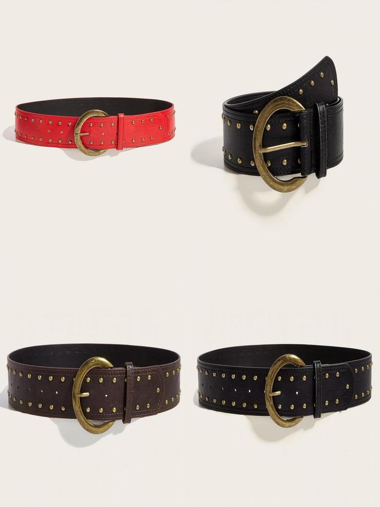 Punk Rock Chain Buckle Belt With Faux Leather Material For Trendy Streetwear