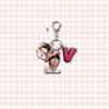 BTS 3-in-1 Acrylic Keychain, Bangtan Boys Real Photo + Cartoon Figure + Colorful Name Tag Triple Charm Keyring, Kpop ARMY Fans Bag Pendant