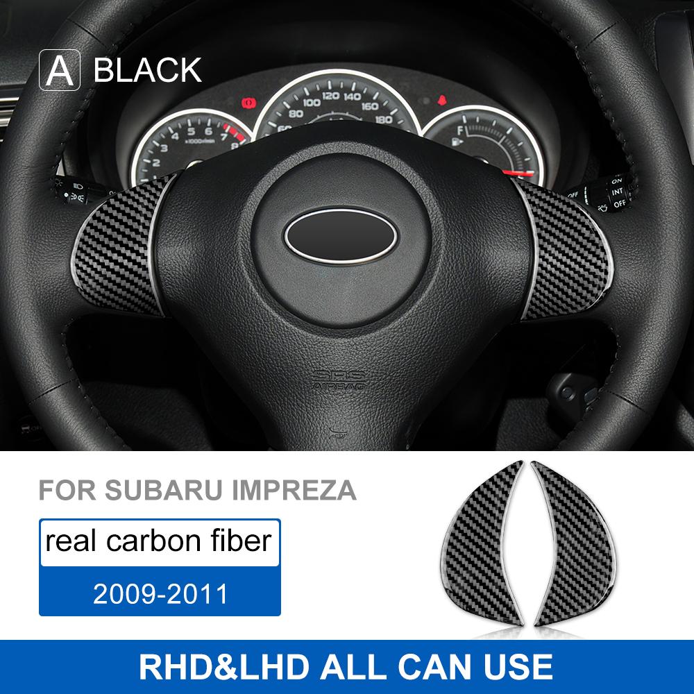 Real Soft Carbon Fiber Sticker For Subaru Impreza 2009 2010 2011 Car Steering Wheel Button Frame Interior Trim Accessories