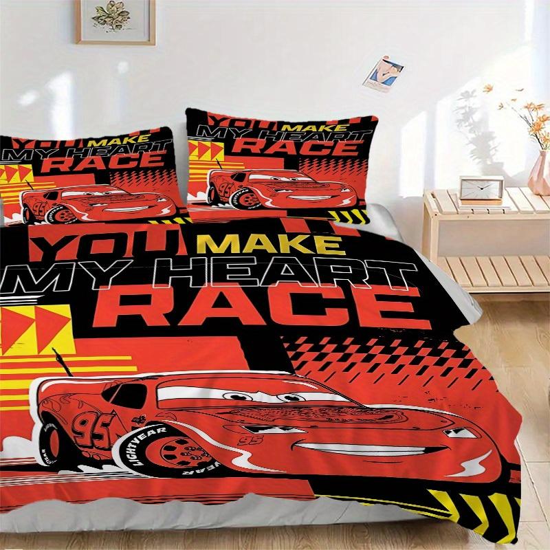 3pcs Set Cars Racing1pc of Quilt Cover+2pcs of Pillowcase, No Core, Print Bedding, All Seasons Bedroom Setting042