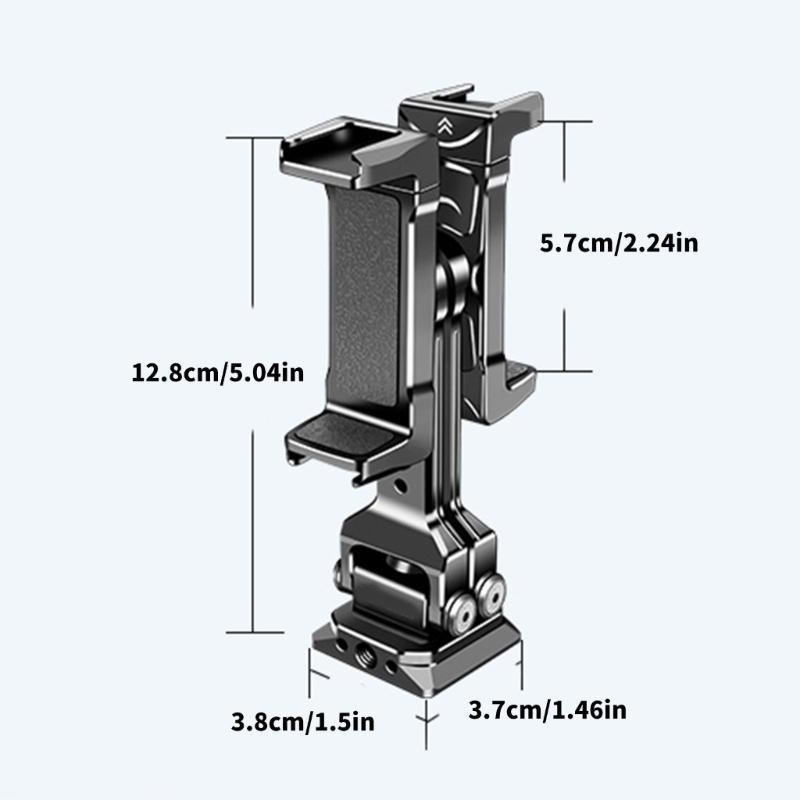 Phone Tripod Mount Adapter with for Arca Base Cold Shoes 3/8in 1/4in Screw Hole 360 Degree Rotatable Double Phone Clip